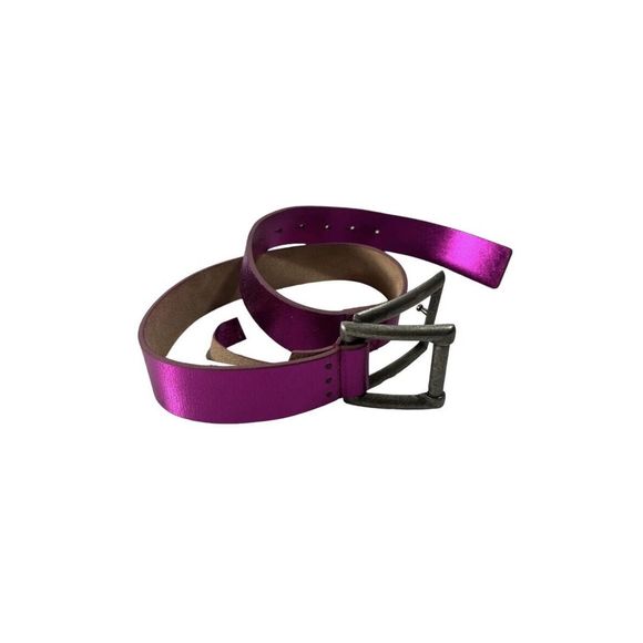 Free People Belt Women Sz M/L We The Free Rowan Metallic Pink Leather Belt - Picture 2 of 11